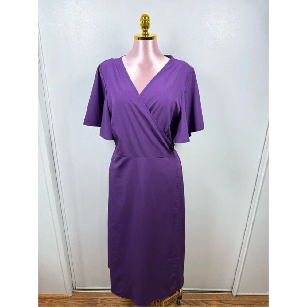 SHEIN Curve Purple Wrap Midi Dress Plus Size 2XL